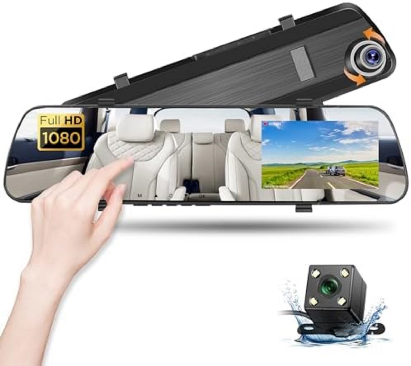4.0″ Touch Screen Rearview Mirror Camera Front and Rear Mirror Dash Cam Mirro…