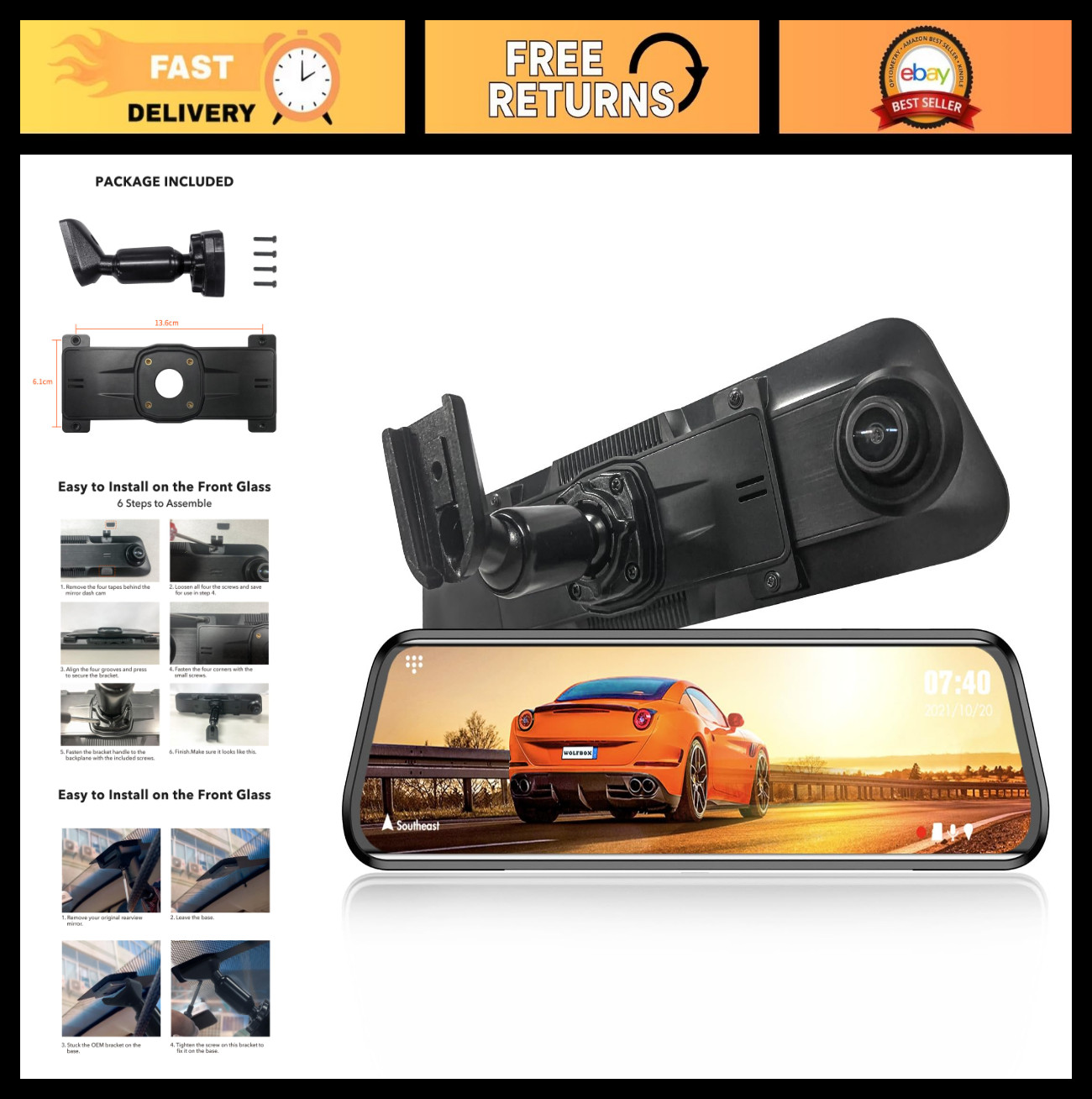 USB C Bracket for G900 Tripro/G900PRO/G850PRO/G840S/G840H/G850 Mirror Dash Cam