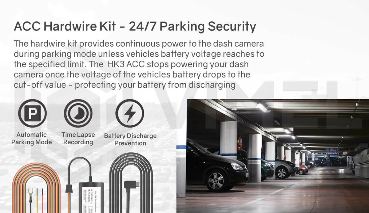 24/7 Dual Dash 128GB Camera 4K GPS WIFI Security Parking Mode Hardwire Kit