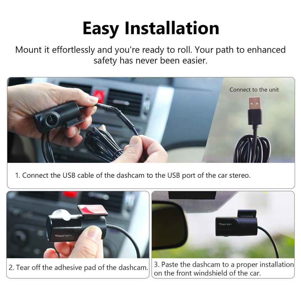 A100 Front Dust Proof Durable USB Dash Camera DVR for Eonon Android Car Stereo