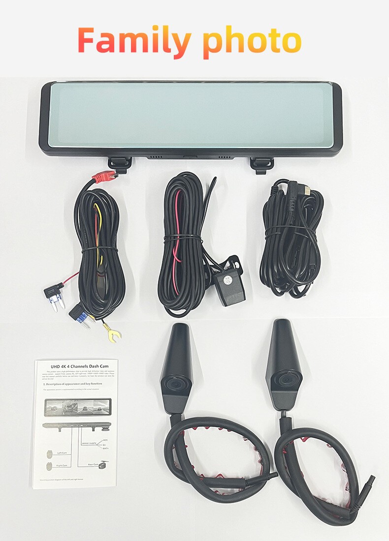 4 Channels 4K 360 Degree Rearview Mirror WIFI Car Camera Recorder ADAS BDS DVR