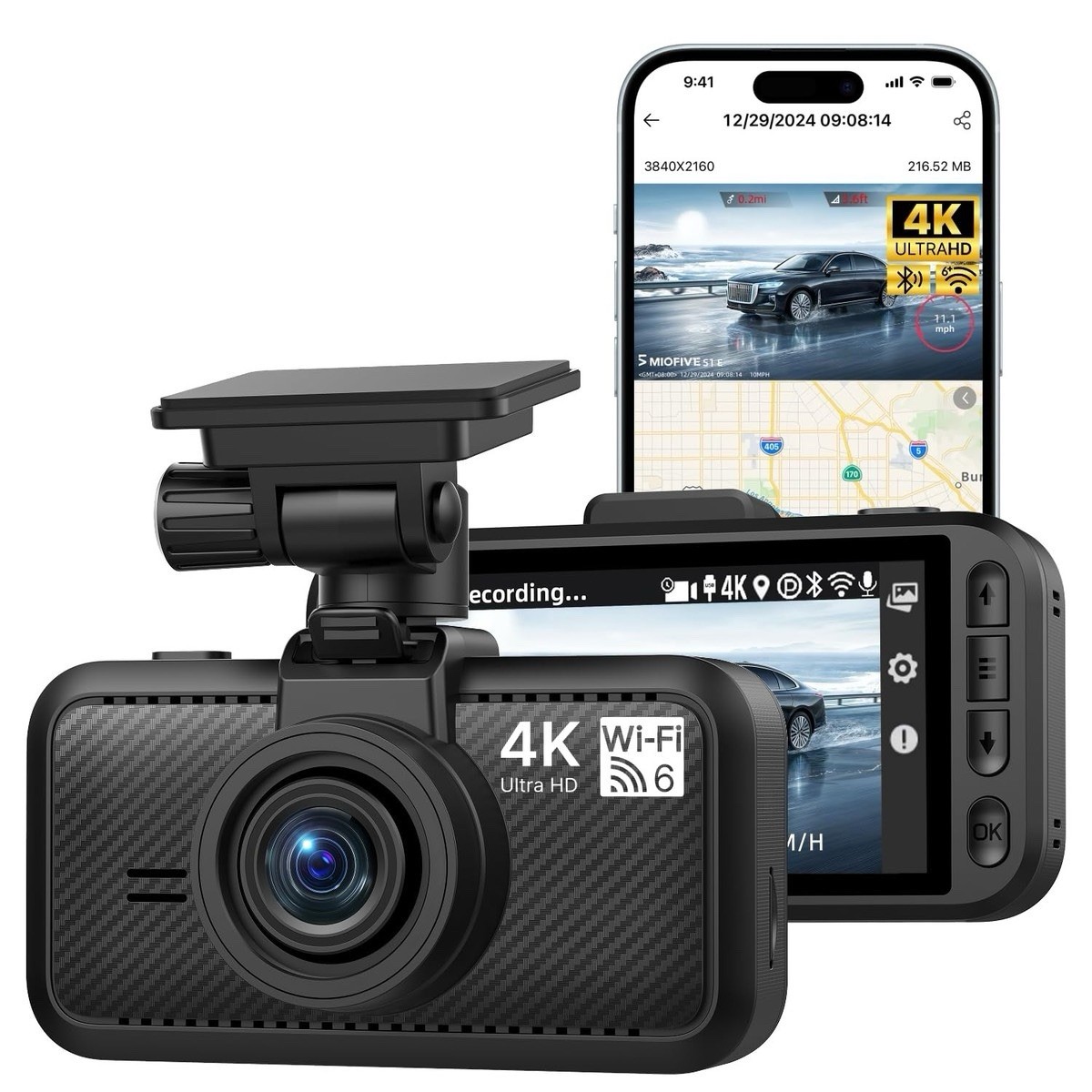 Dash Cam Front, S1 E Car Camera, Built-in WiFi & GPS Car Dashboard Camera Rec…