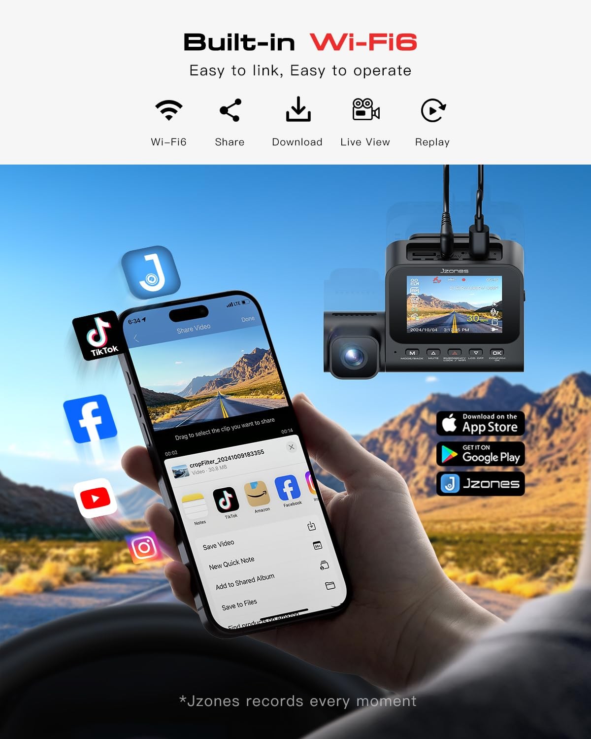 4K 3-Channel Dash Cam Front and Rear with Cabin, STARVIS 2 Sensor, Dash Camer…