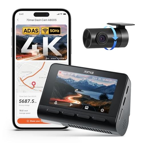 70mai A800S 4K Dash Cam Front Rear STARVIS 5GHz WiFi