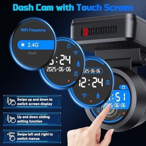 4K Front Dash Cam for Cars, WiFi & APP Control, 170° Wide Angle, Night Vision, G
