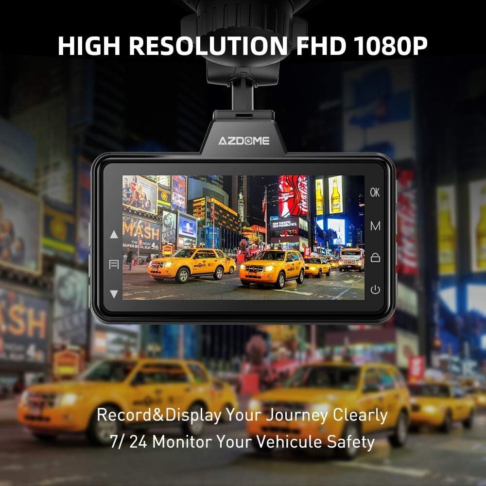 AZDOME M01Pro Dual Dash Cam and Mirror Mount Holder Bundle – Black