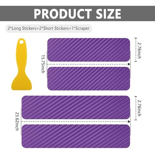 4PCS Car Door Sill Protector with Scraper,Carbon Fiber Car Door Purple