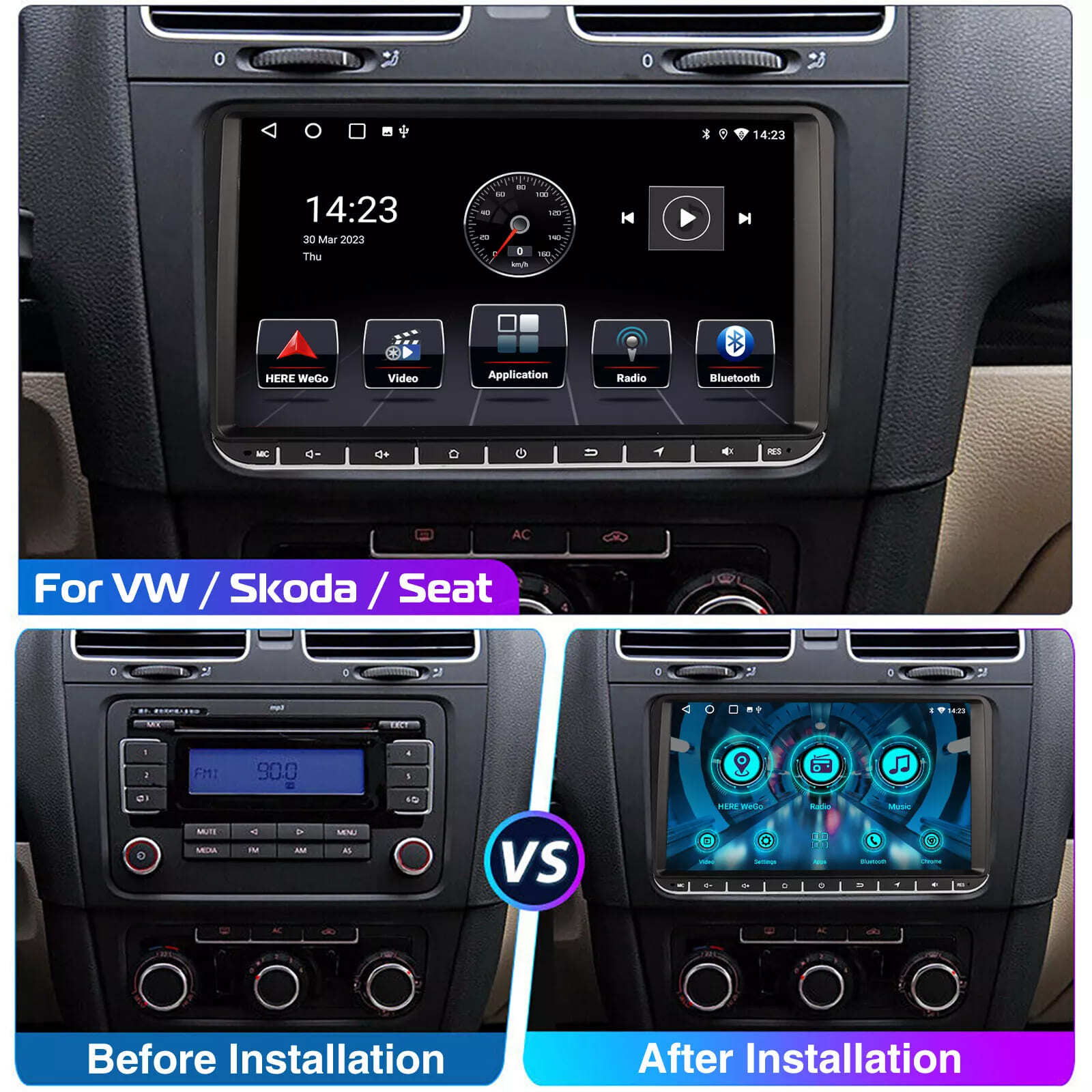 9″ Android 13 Apple Carplay Car Stereo Radio For VW Volkswagen Passat Golf Jetta