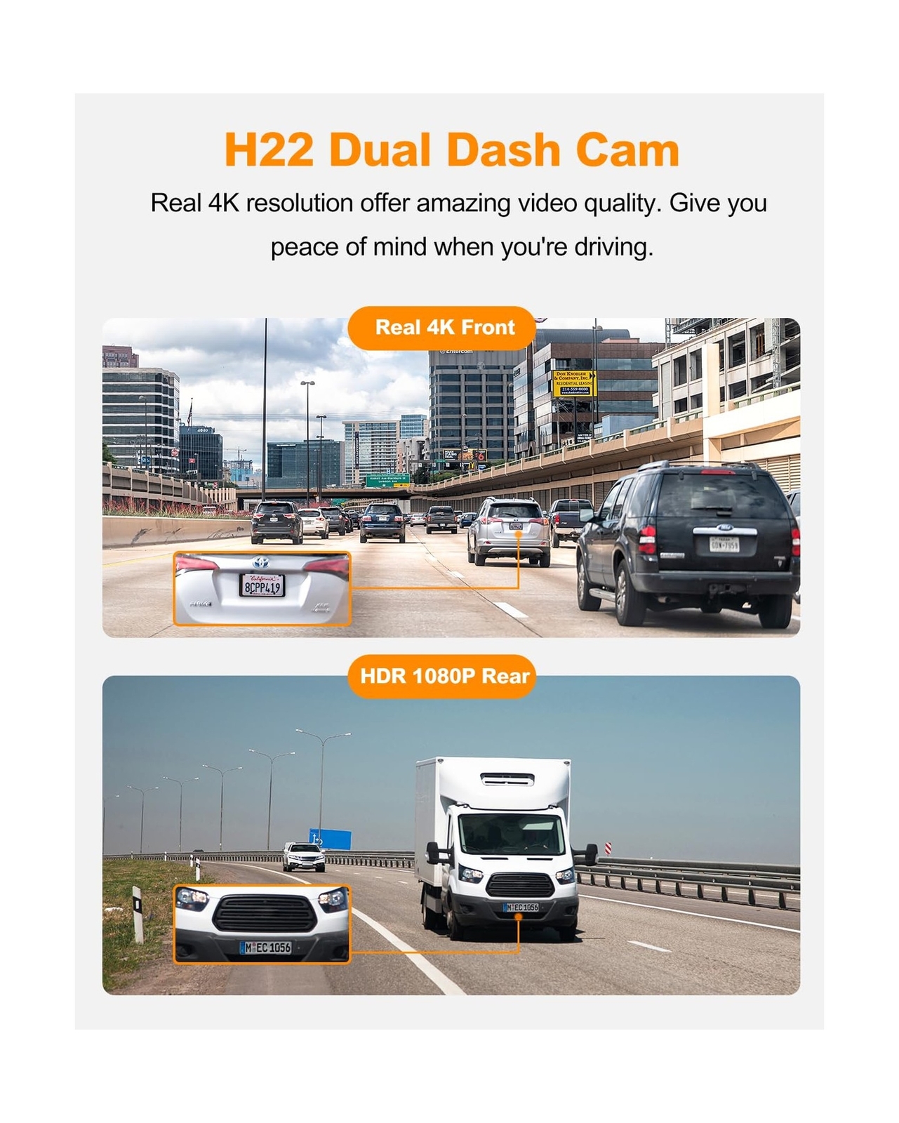 Dual Dash Cam, Real 4K+1080P Front and Rear Dash Camera, Built-in WiFi GPS, 3…