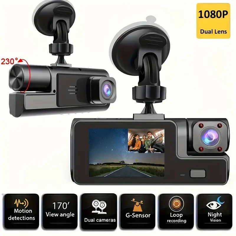 HD 1080P Dash Cam with 170° Wide Angle, Night Vision, G-Sensor