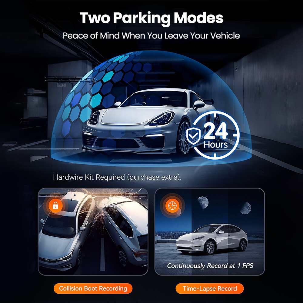 3 Channel 5G Wifi Dash Cam 4K HD Driving Recorder With GPS 24H Parking Mode