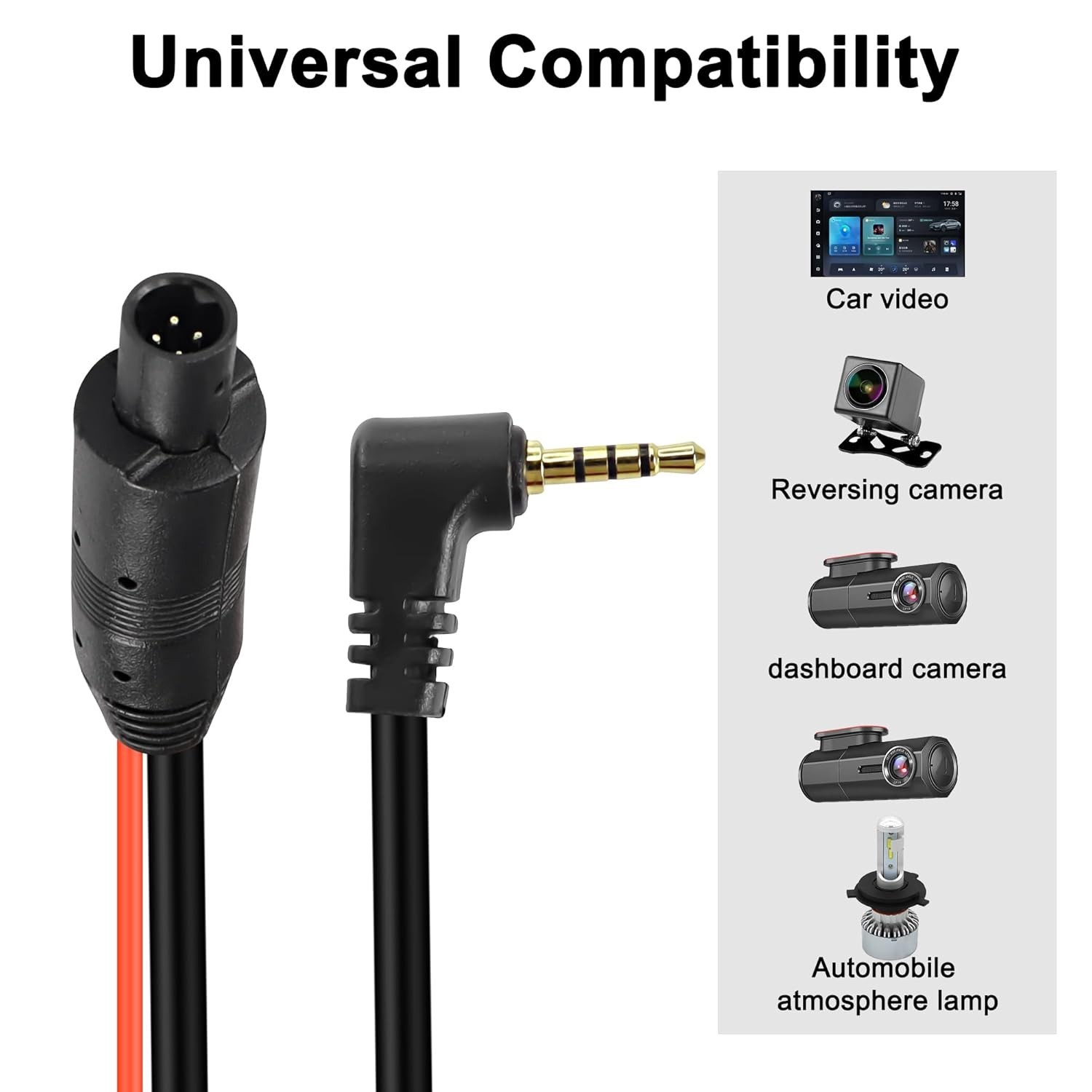 Versatile 4 Pin Male to 2.5mm Male Dash Cam Cable – Waterproof for All Vehicles