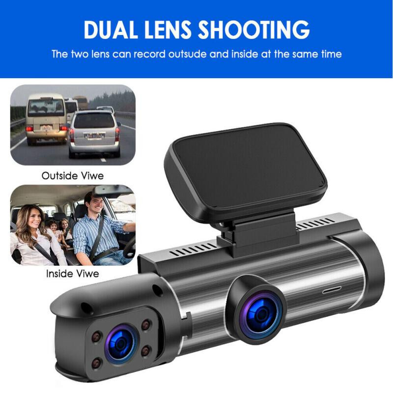 3.16in HD Car DVR Dual Lens Dash Cam Video Recorder G-Sensor Front Inside Camera