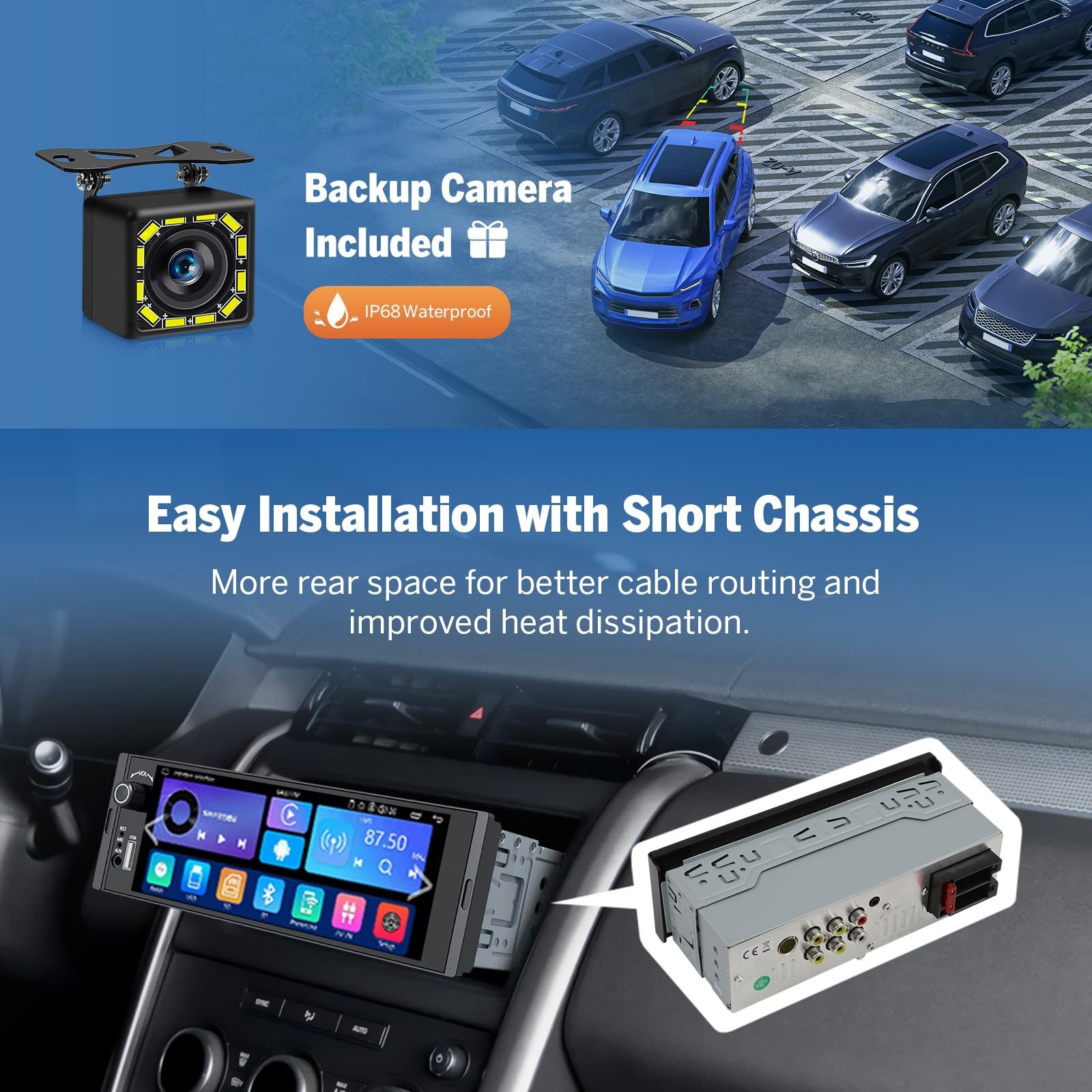 Eonon 6.36″ Single DIN Car Stereo Wireless CarPlay & Android Auto, IPS