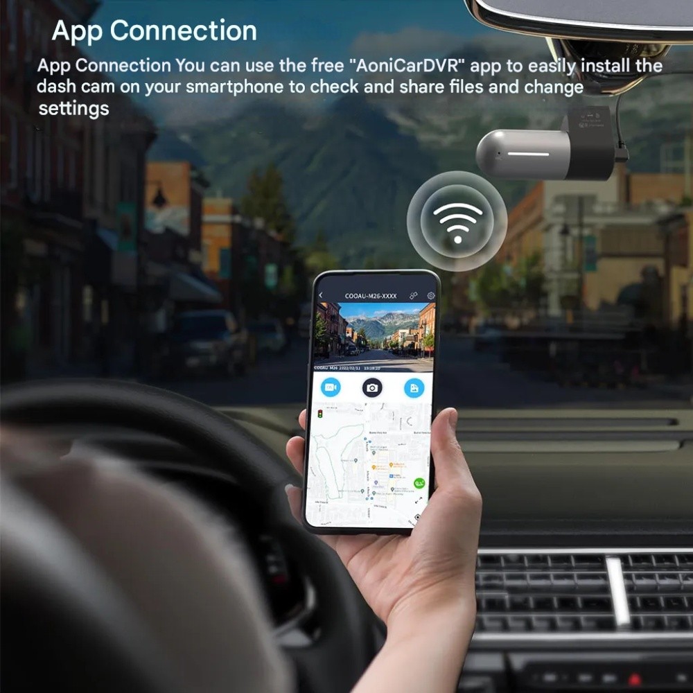 COOAU 1080p Dash Cam with Supercapacitor – Infrared Night Vision, G-Sensor, WDR