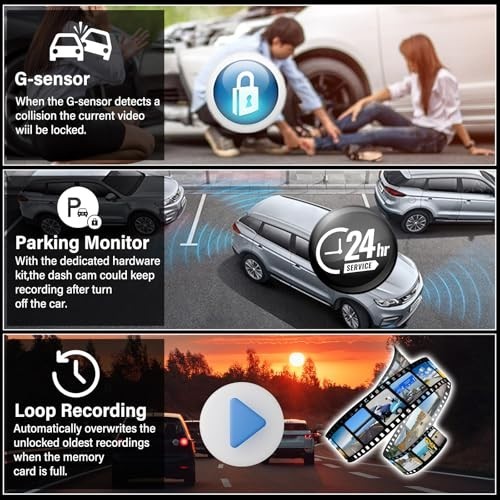 1080P Rear View Mirror Dash Cam, 9.66″ Touch Screen, Night Vision, Loop Recordin