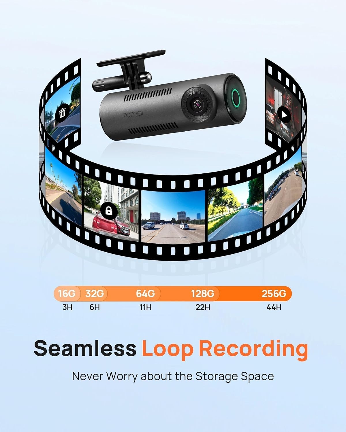 Dash Cam 1296P QHD 130° Wide-Angle WDR Time-Lapse