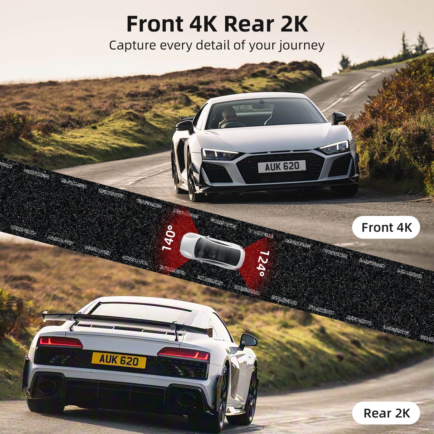 3 Channel 4K+1080P Car Dash Cam 5G WiFi Built-in for GPS