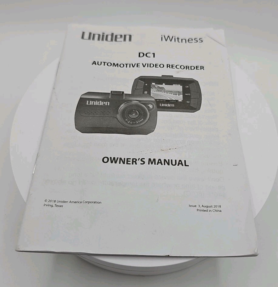 Uniden iWitness DC1 1080p HD Dash Automotive Video Recorder In Box All Accessory