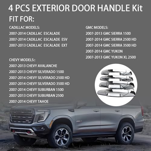 4PCS Exterior Door Handles for 2007-2014 Cadillac Escalade – Chrome