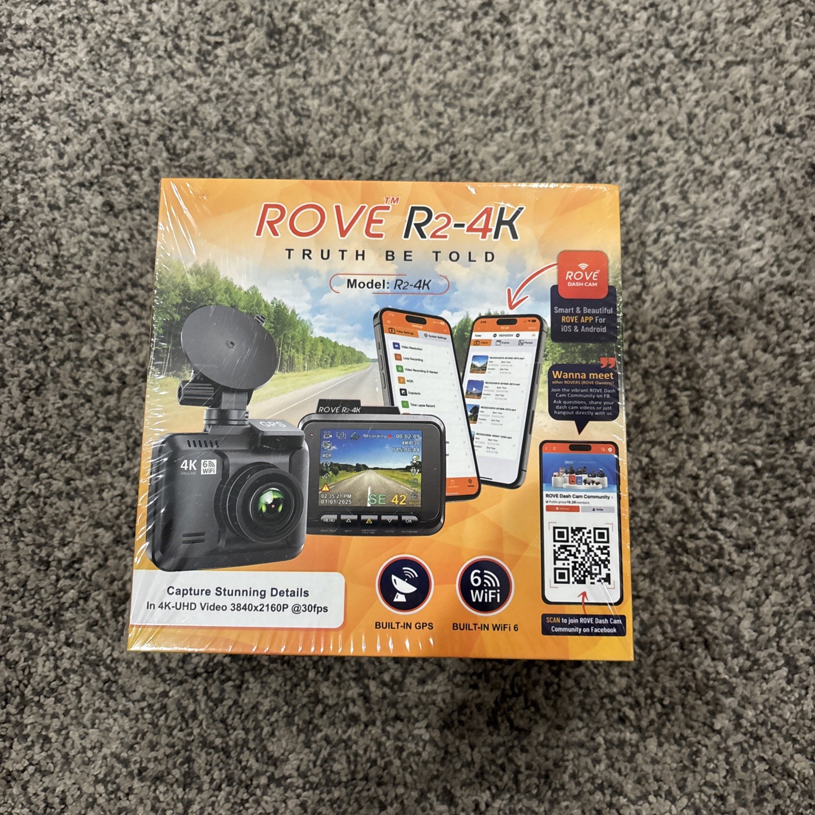 ROVE R2-4K Dash Cam Model R2-4K Detail 4K-UHD Video 3840x2160P New in Box