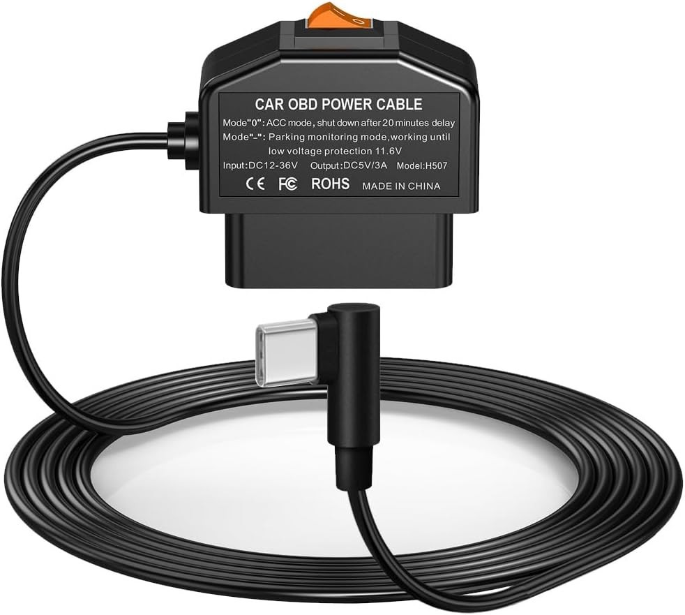 Dash Cam OBD Hardwire Kit – USB Type C with Low Voltage Protection