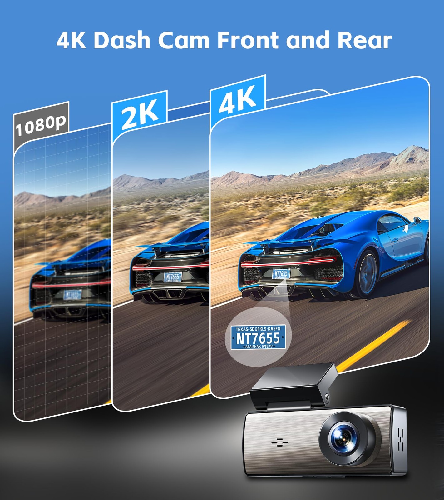 4K+2K Dash Cam Front and Rear,Dash Camera for Cars,Built-in 64G Card,5G WiFi …