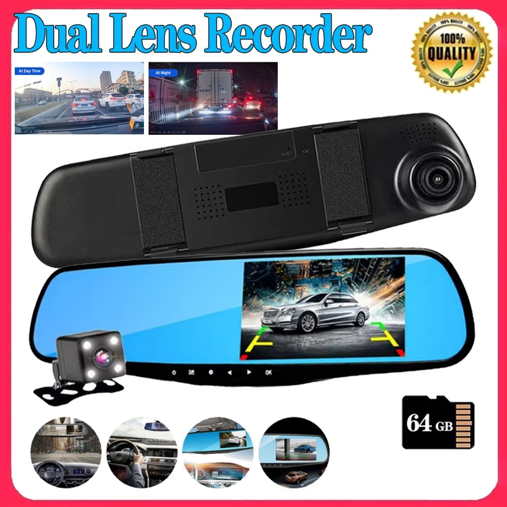 2025 Dual Dash Cam 1080P Night Vision Function Large Screen Car Video Recorder