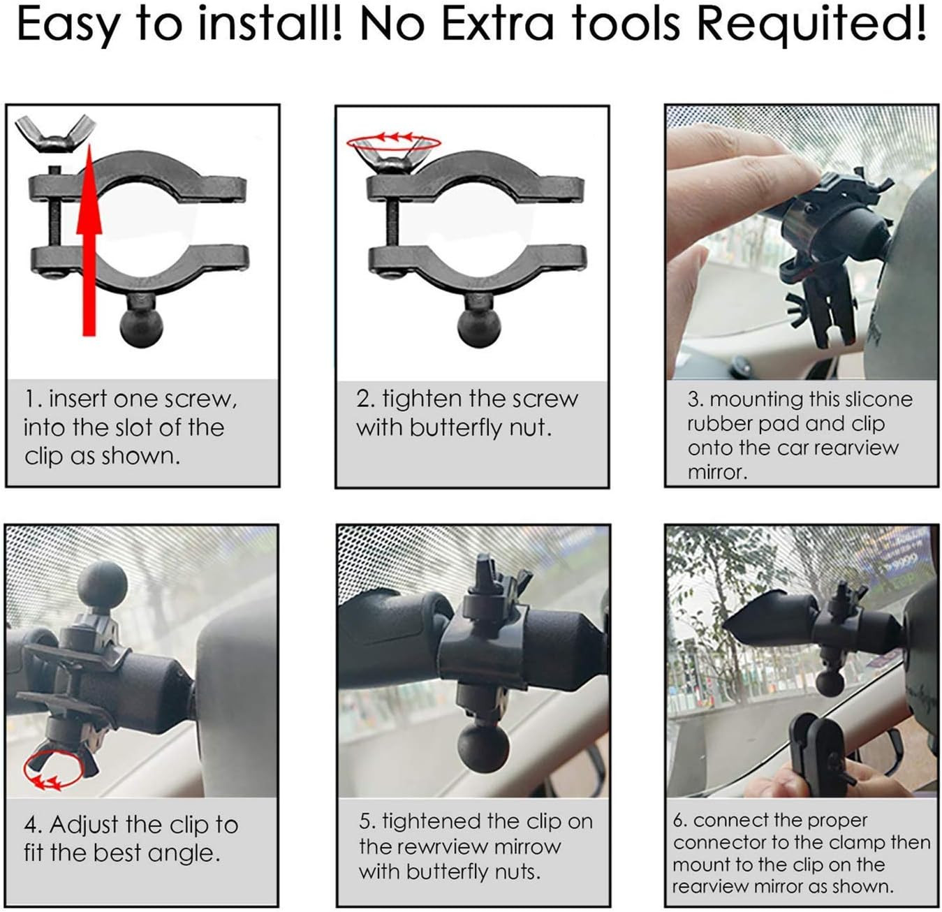 Universal Dash Cam Mount Rear View Mirror Holder with 16 Different Joints Compat