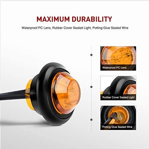 TL-03 10 PCS 3/4” Round Clearance LED Front Rear Side Indicator Amber 10Pcs