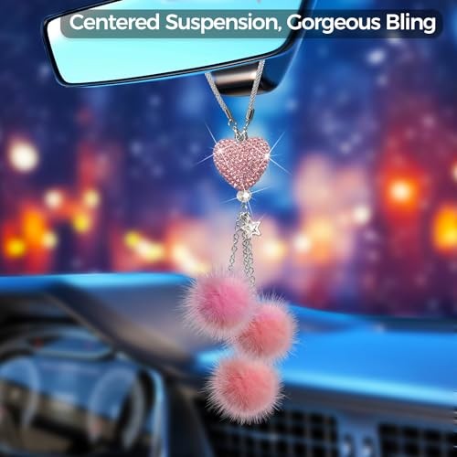 Pink Bling Car Accessories Interior for Women – Girly Crystal Car Pink-ball