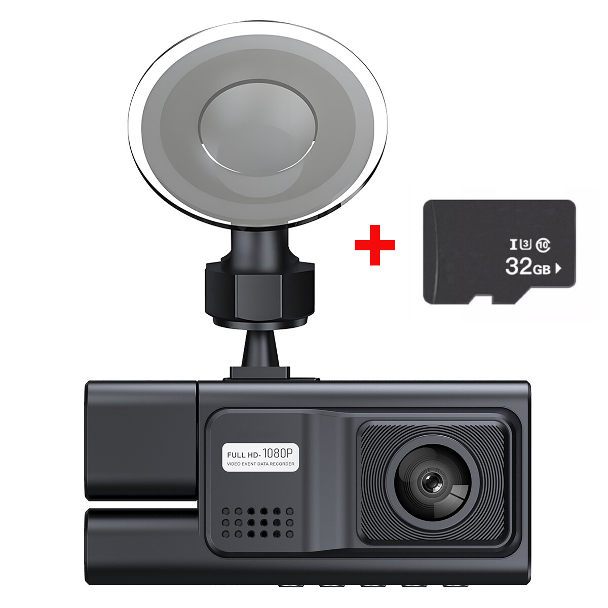 3 Channel Dash Cam 180° Dash Camera HD 4K 1080P 3 Lens Driving Recorder 32G Card