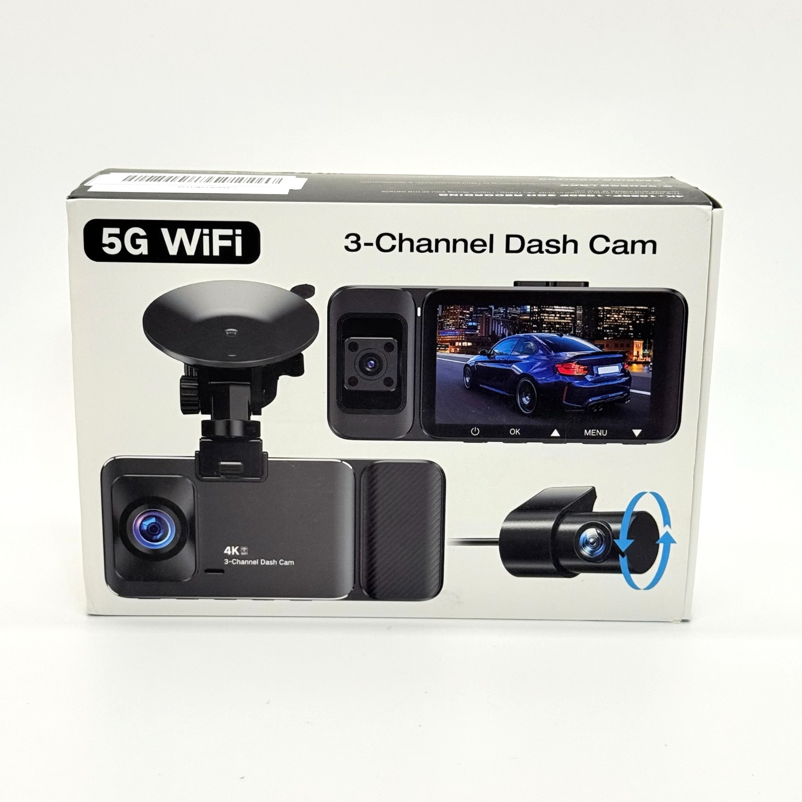 4K+1080p+1080p 3 Channel Dash Cam 5G Wifi Model K02Pro – Black