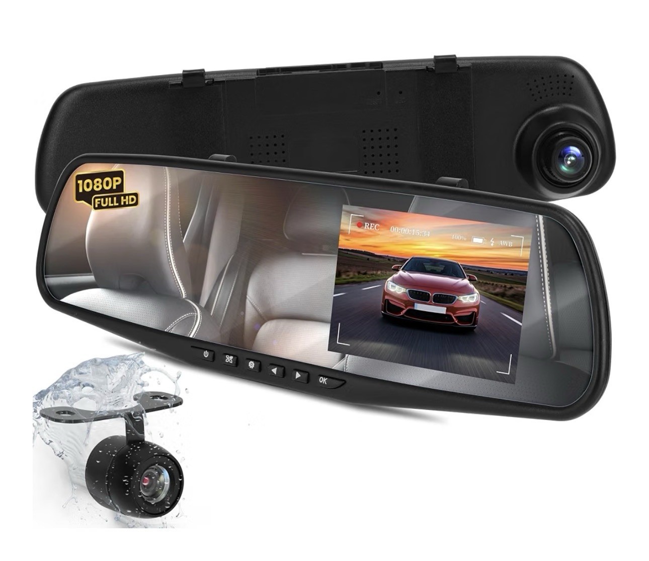Pyle Dash Cam Front & Rear – HD 720p Dual Camera Car Video System, 4.5’’ Display