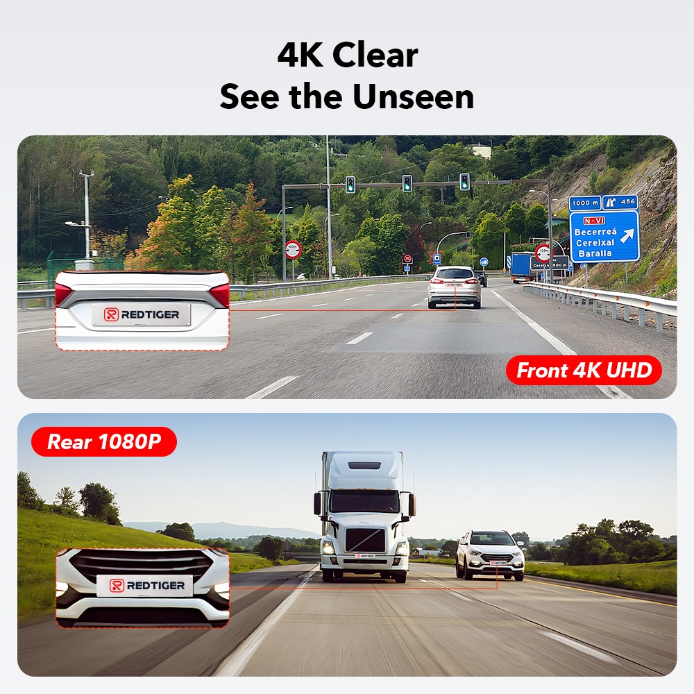 REDTIGER F7NP-EX 4K Dash Cam Front and Rear Free 64G Card Dash Camera,WDR,GPS