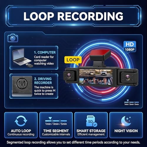 4 Channel 360° Dash Cam Front and Rear Inside Left Right, 3.16 4 Channel 1080P