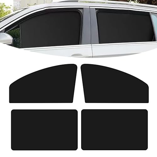 Pack of 4 Black Car Window Shades – Front Rear Side Protectors – 1 PC Black