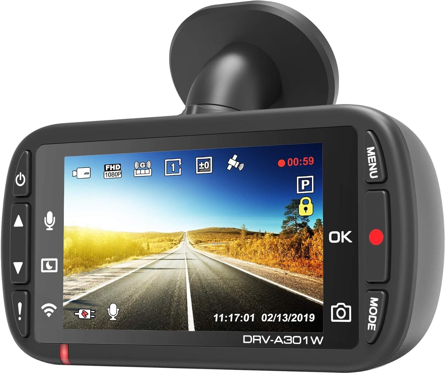 Kenwood DRV-A301W HD Car Dash cam with 2.7″ Display, Parking Mode Recording |