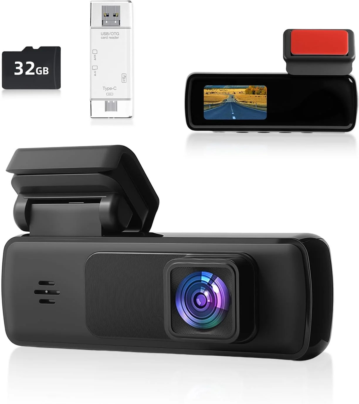 Dash Cam for Cars with 32GB SD Card, 1080P FHD Front Dash Camera Featuring Night