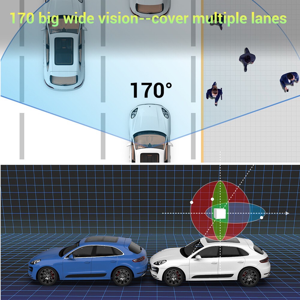 Wireless 1080P Car Dash Camera Front and Rear Angle Len Cam Dashcam Night Vision