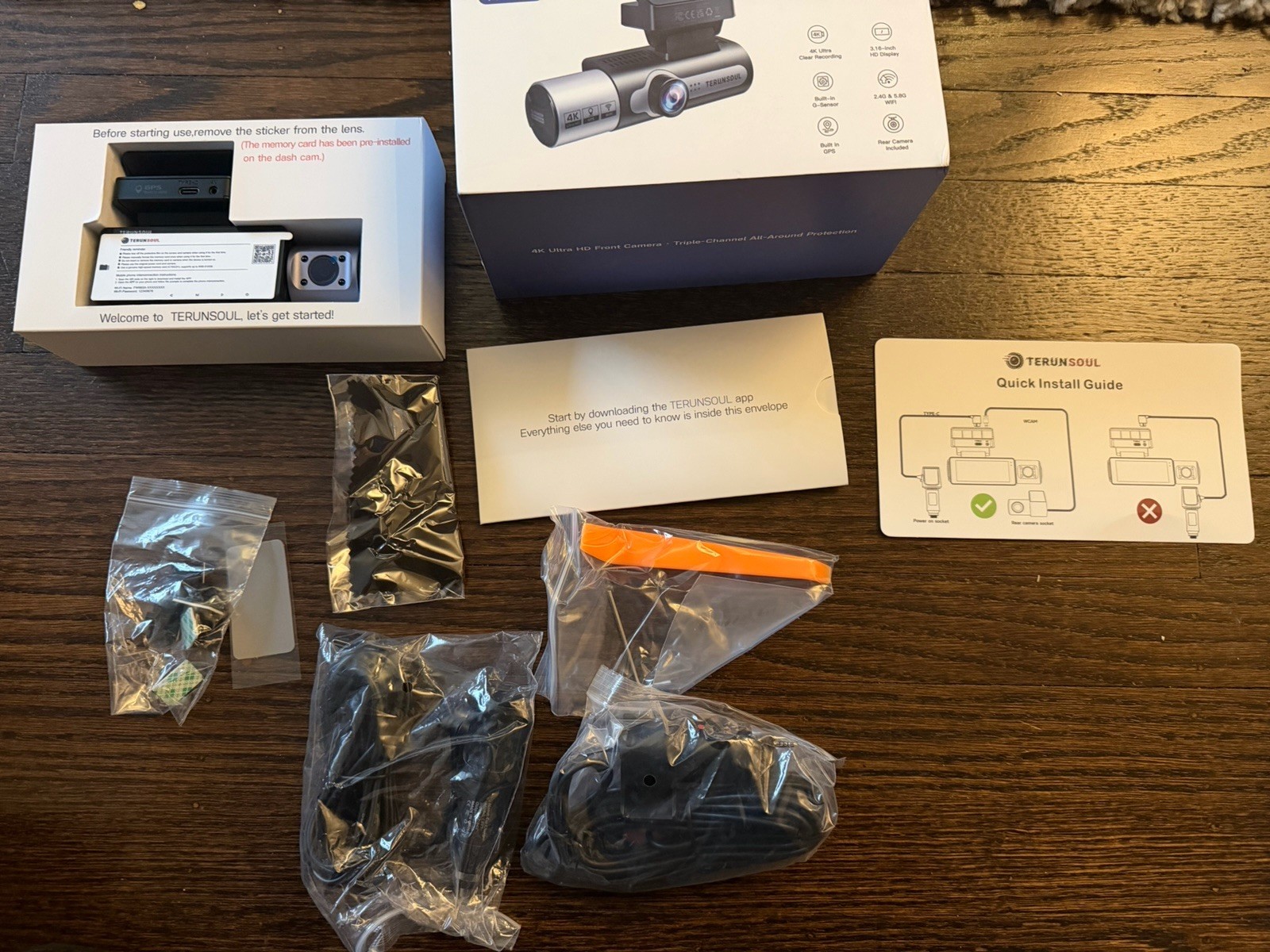 Terunsoul 4K+4K+1080P 3 Channel Dash Cam Front and Rear with Cabin Built-in GPS