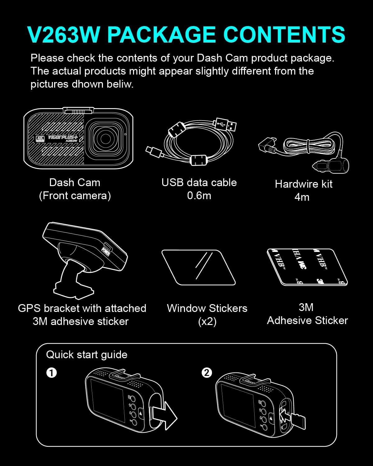 4K Dash Cam Front Night Vision Car Camera Screen Loop Record STARVIS Sensor WiFi