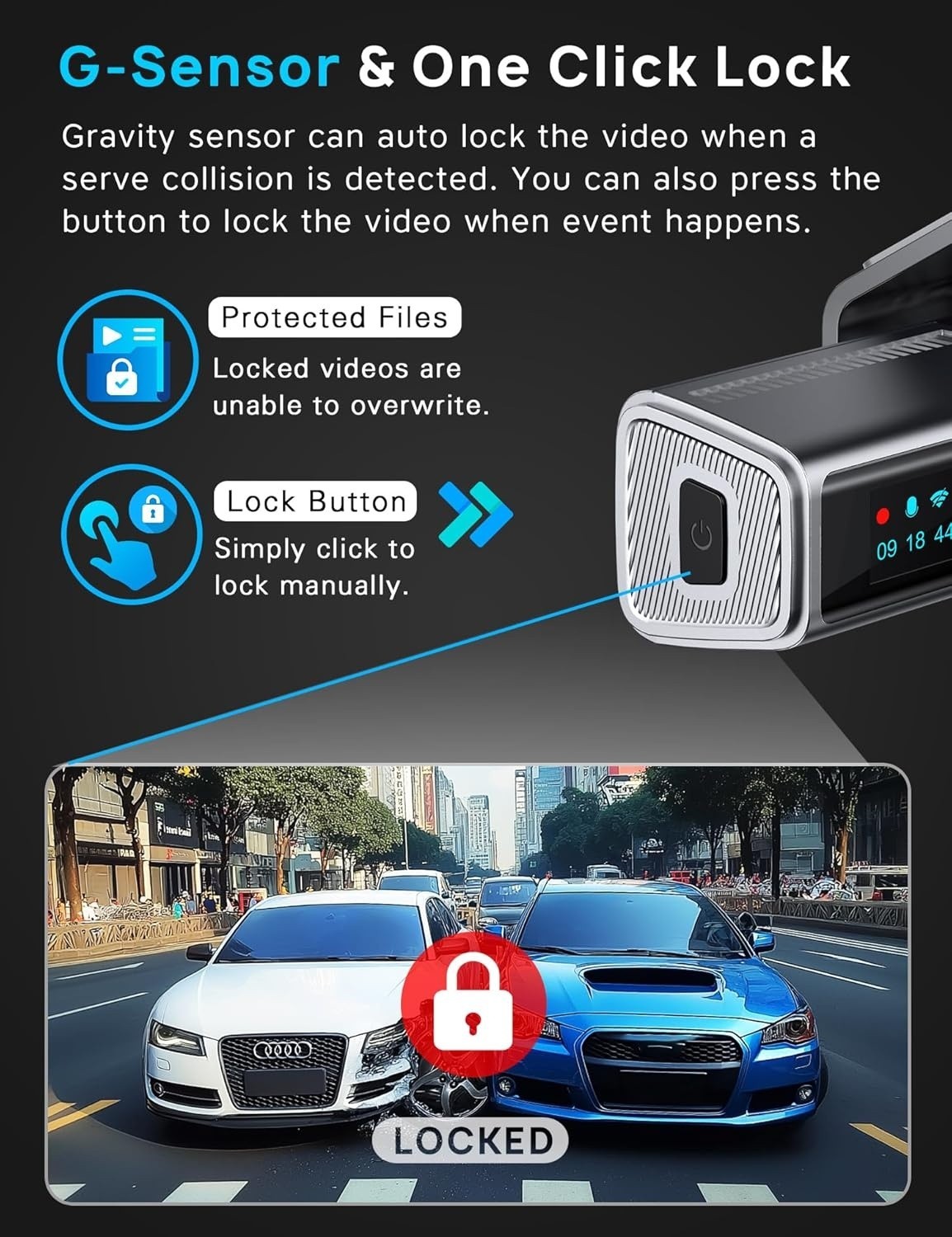 Cámara de salpicadero para coches frontal 4K y trasera 1080p con tarjeta de 64GB