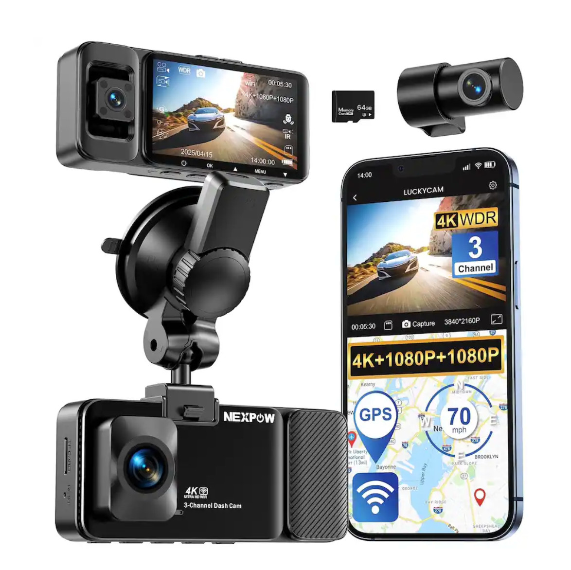 NEXPOW – 4K Dash Cam Front and Rear with AI-Powered Driver Assistance G-Sensor