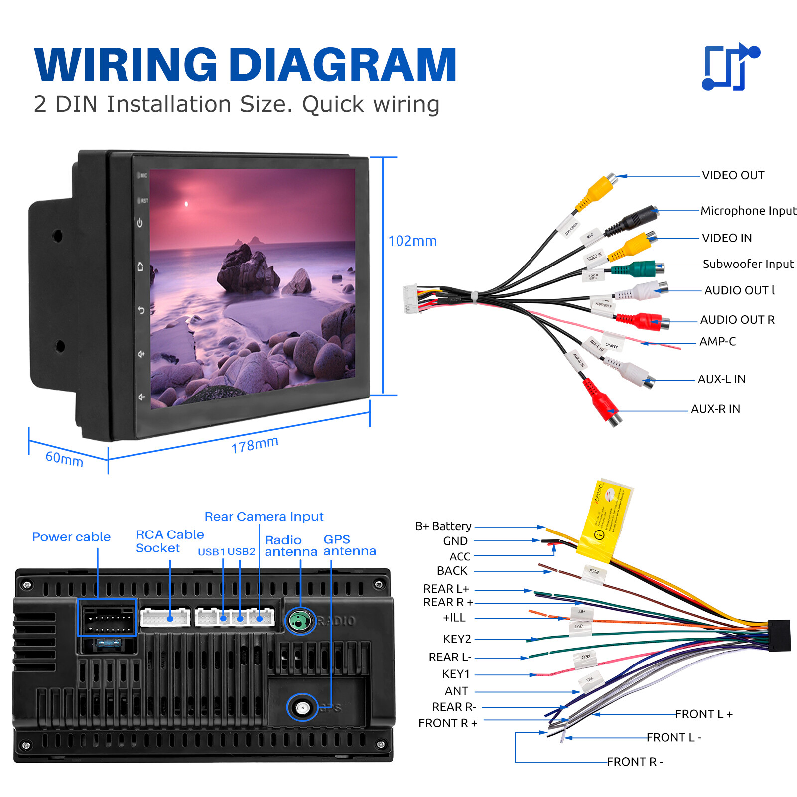 Single Din Car Stereo CD DVD MP3 Radio Audio Player Bluetooth USB TF Receiver