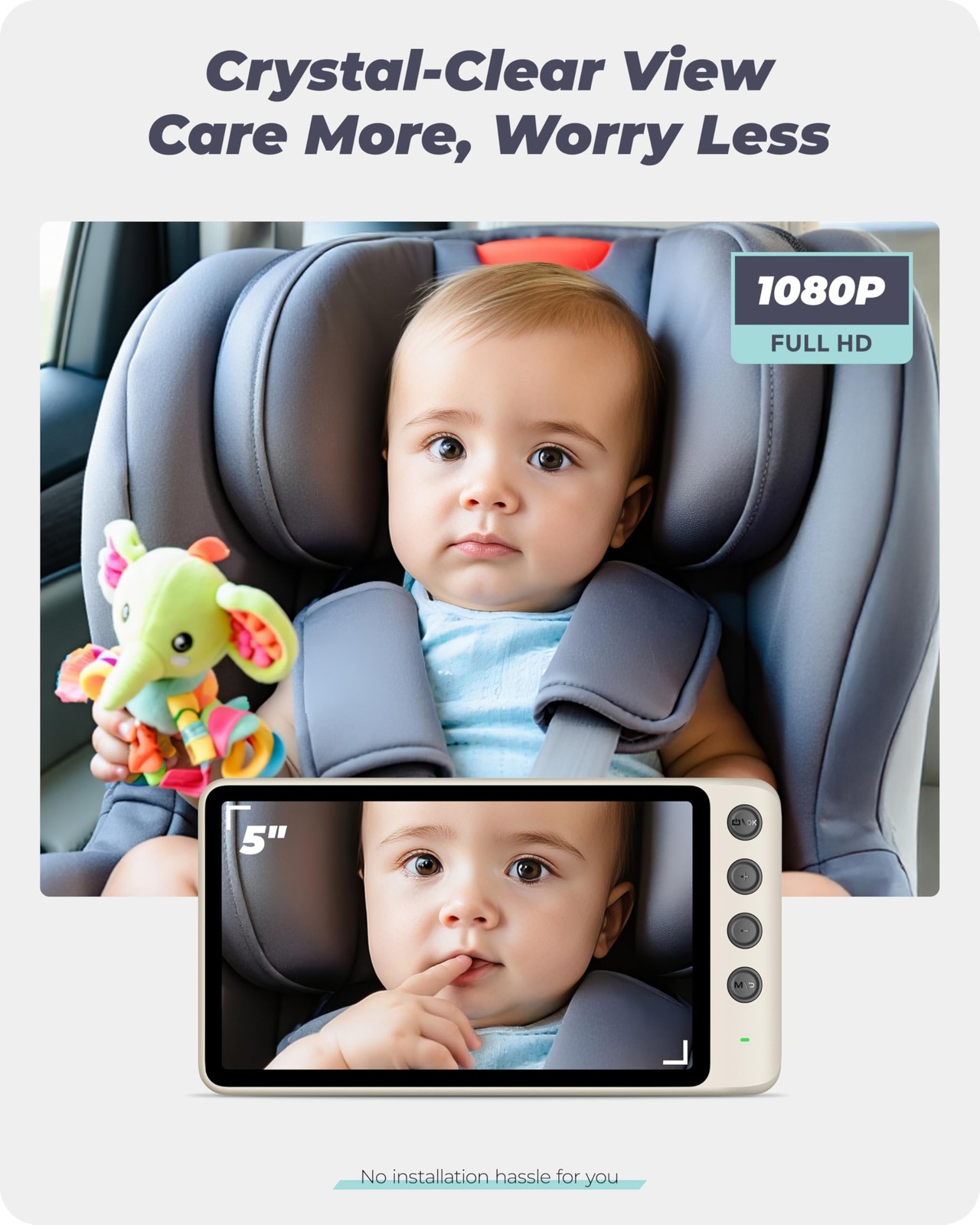 WEMOH Magnetic Double Car Camera for 2 Kids with 5″ 1080P IPS Monitor, Auto N…