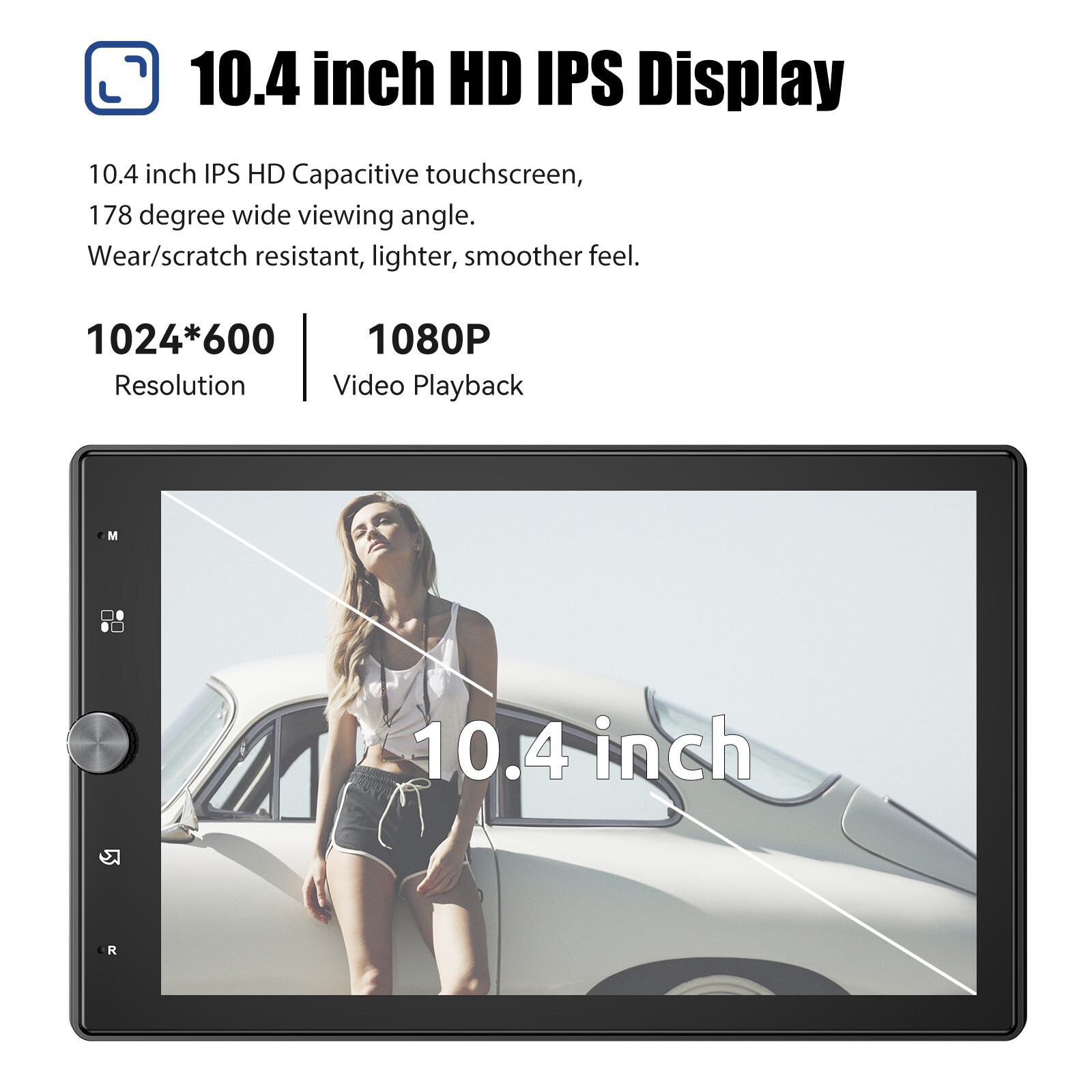 10″ Rotatable Wireless Apple CarPlay Android Auto Car Stereo Radio Single 1 DIN