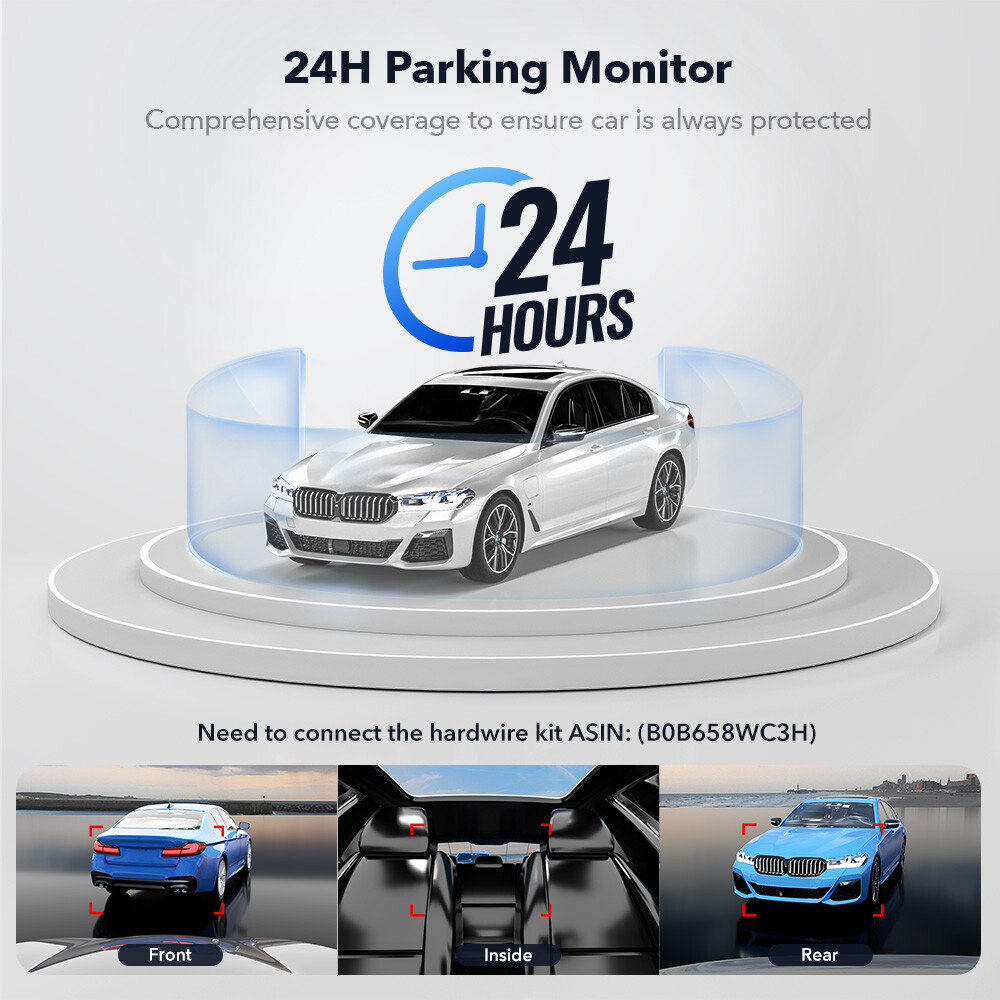 REDTIGER F17 4K Dash Cam 5G WiFi 3 Channel ,Front and Rear Inside, 64GB SD Card