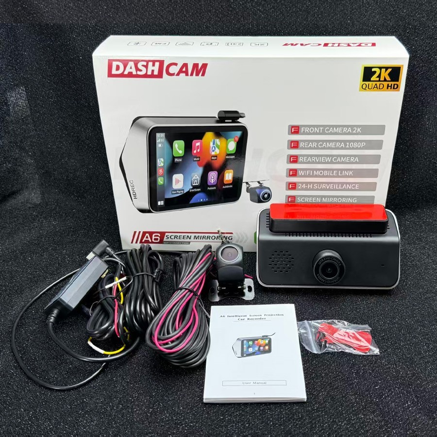 2K dashcam dual camera HD 1440P+1080P recorder WiFi G-sensor 4.5″ touchscreen