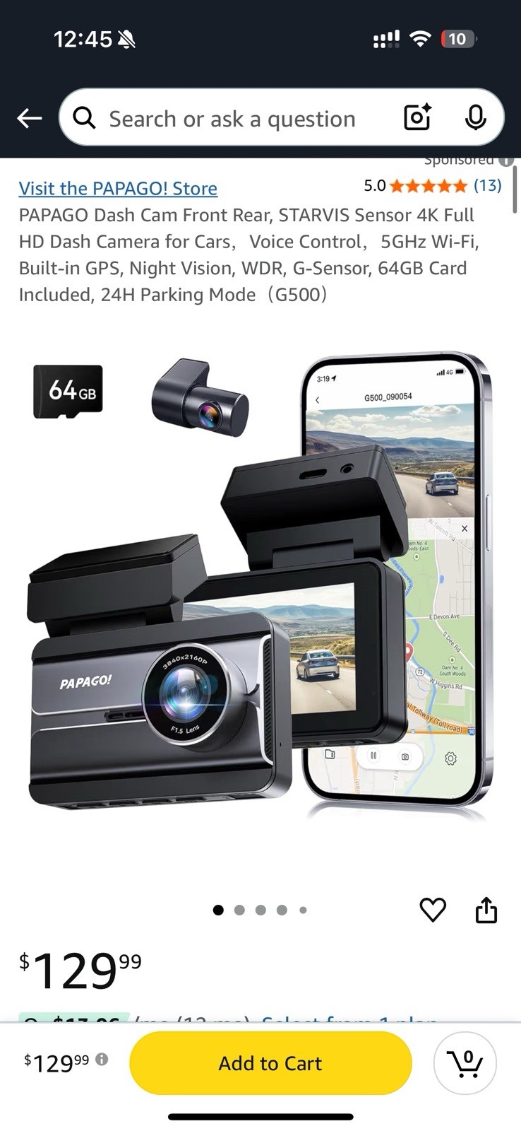 [For Sale] PAPAGO N291Plus Dual Dash Cam – 1620P/3K Ultra HD | $99(Retail $130+)